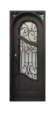 Calvert Model Single Front Entry Wrought Iron Door  Rain Glass 38 X 96  • $1999