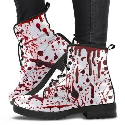 Bloody Vegan Leather Halloween Boots (Size 5 - 14) Blood Vampire Cosplay Boots • $79.98