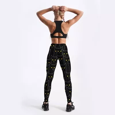 £13.99 • Buy Women's 3d Printed Cartoon Black Cat Gothic Plus Size Yoga Sport Leggings Party 