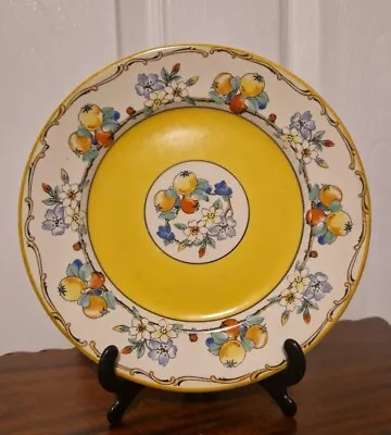 Vintage Hampton Ivory 20cm Cabinet Display Plate Yellow Fruit And Floral Design • £14