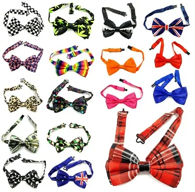 £3.49 • Buy Satin Bow Clip On Tie Wedding Mens Great For Fancy Dress Unisex Funky 29 Designs