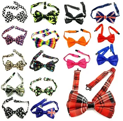 Satin Bow Clip On Tie Wedding Mens Great For Fancy Dress Unisex Funky 29 Designs • £3.99