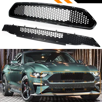 For 18-23 Ford Mustang Bullitt Style Textured Blk Honeycomb Upper + Lower Grille • $129.99