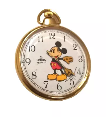 Vtg Lorus-seiko Mickey Mouse Pocket Watch  No Chain  New Battery Tested Working • $30