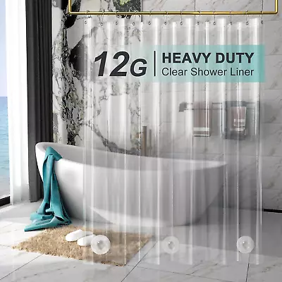 Amazerbath Heavy Duty Shower Curtain Liner 12 Gauge 72 X 72 Inches Clear Shower • $26.80