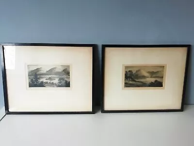 £70 • Buy 2 X Framed Antique Etchings Of Grasmere And Buttermere Pencil Signed 33 X 26cm
