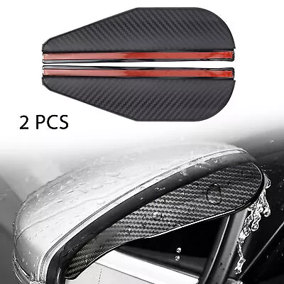 2x Real Carbon Fiber Black Mirror Rain Visor Guard For Auto Car Accessories Trim • $5.30