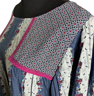 Matilda Jane Mixed Print Prairie Tunic Shirt Womens Medium Cottage Ditzy Floral • $5.40