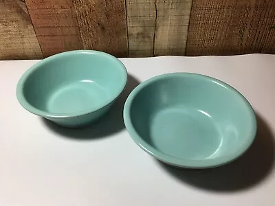 Vintage La Solana Stoneware Set Of 2 Cereal Bowls Turquoise Blue 6  Rare • $20