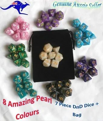 $9.98 • Buy Polyhedral Dungeons And Dragons Dice Set DnD Dice Pearl Dice + Bag For RPG Games