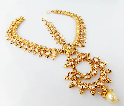 Ethnic Pearl Matha Patti Golden Head Chain Hijab Bridal Indian Jewelry Ad Tikka • $36.97