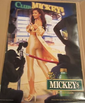 Vintage New Mickey's Fine Malt Liquor Beer Poster Club Mickeys Sexy Girl • $19.95