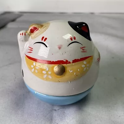 Roly Poly 2” Maneki Neko Lucky Cat Figurine Bell Inside • $7.60