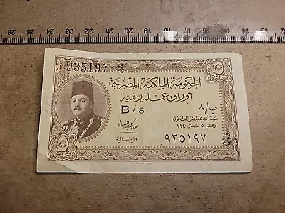 🇪🇬 Egypt 5 Piastres 1940 P-165a  B/8  Minister Of Finance Banknote 011824-3 • $49.99