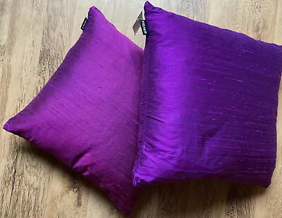 £65 • Buy NEW 2 Heals Silk Magenta Purple Cushions Beautiful Designers Style Boudoir Guild
