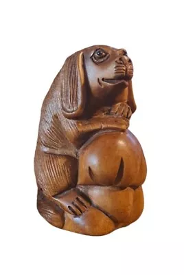 Vintage Signed Hand Carved Boxwood Carving - Zodiac Dog Netsuke • £49.99