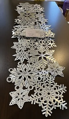 NWT Snow Blizzard Vinyl Silver Large Snowflake Decorative Table Runner 15”x 60” • $39