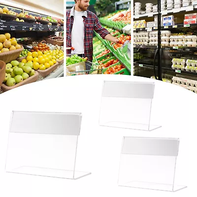 £7.88 • Buy 10x Acrylic Sign Display Holder Label Price Name Card Tag Shop Stands L-Shape UK