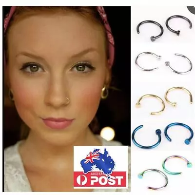 $2.49 • Buy Unisex Small Fake Nose Ring Ear Lip Body Piercing Jewellery Multi Color AU STOCK