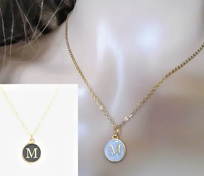 Necklace Alphabet 26 Initial Letters Coin Charm Gold Chain Free Gift Bag UK • £3.89