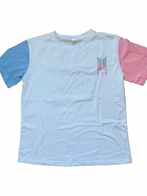 Bts Rap Monster Kids Boys T Shirt Pink And Blue Size M  Crew Neck Short Sleeved • $14.99