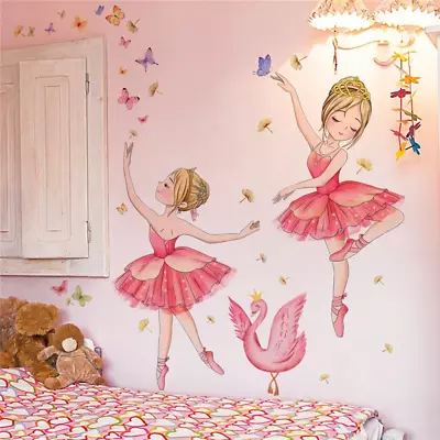 Wallpaper Stickers Kids Room Princess Girls Ballet Dancer Butterfly Nursery Baby • £11.99