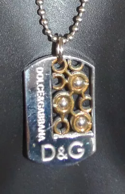 AUTHENTIC DOLCE & GABBANA D&G Stainless Steel Cast Dog Tag Necklace On Bed Chain • £35