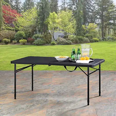 Mainstays 4 Foot Fold-in-Half Adjustable Folding Table Rich Black • $31.39