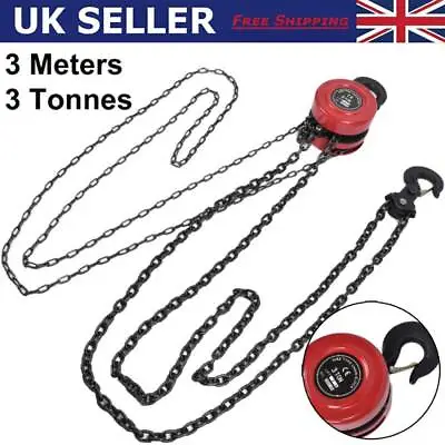 3T Ratchet Chain Lever Chain Hoist Block Load Heavy Lifting Chain Puller 10FT • £72.99