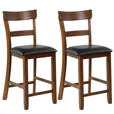 Set Of 2 Counter Height Chairs Set Kitchen Upholstered Seats W/ Rubber Wood Legs • $147.98