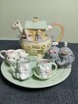 1996 Precious Moments Noahs Ark Miniature Tea Set Resin Cuteness • $21.95