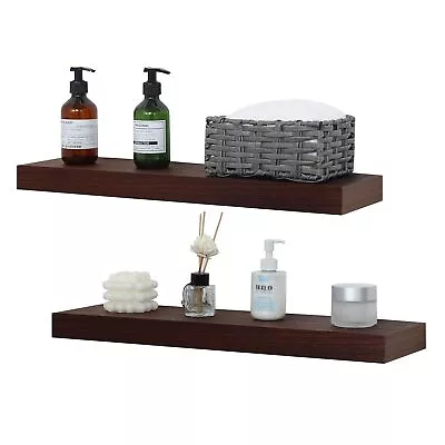 Floating Shelves Large 24 Inch Natural Wood Wall Shelves Dark Walnut Thick Wa... • $29.44