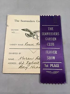 1973 Seaweeders Garden Club Flower Show Ribbon Bay Head New Jersey Mantoloking • $19.99