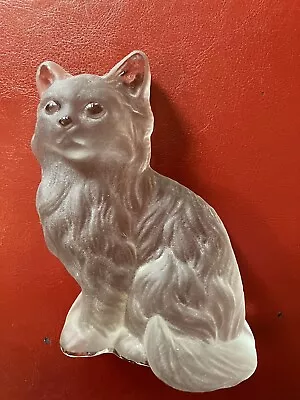 Vtg Viking Frosted Art Glass Hand Made Cat Kitten Figurine Paperweight Bookend • $19.99