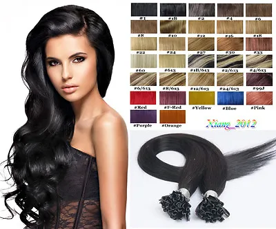 18 -32  Nail U Tip Fusion Keratin Real Remy Human Hair Extensions Full Head 100g • $56.44