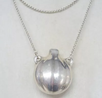 Estate Sterling Silver Taxco Urn Heavy Pendant Necklace 30.4 Grams 34” • $15.99