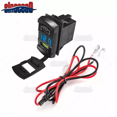 12V USB C Charger Port Fast Car Charger PD & QC Rocker Switch For Jeep Truck SUV • $17.95