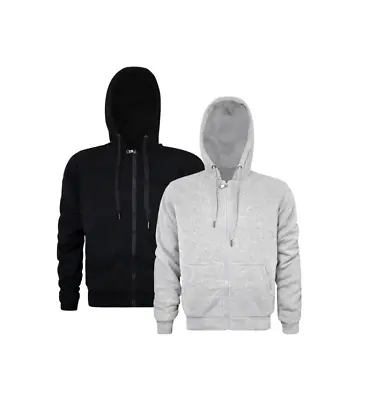 Men's Plain Full Zip Hoodie Lined With Faux Fur (680) • £25.75