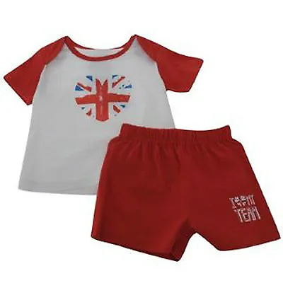 Baby T-shirt & Shorts Set 0-24 Months England Football Top Union Jack Team Gb • £6.99