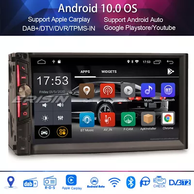 Android 10.0 Double Din Car Stereo Sat Nav DAB+Carplay 4G DVB-T2 WiFi DSP TPMS • £73.46