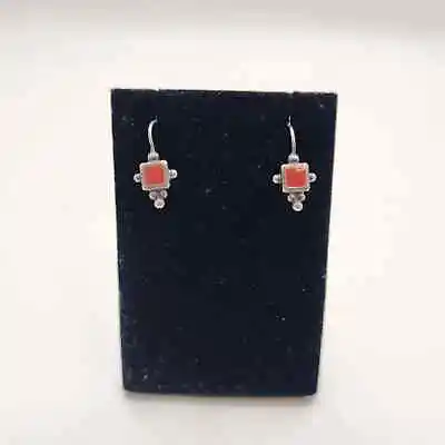 Vintage Carnelian Gemstone Dangle Earrings • $22