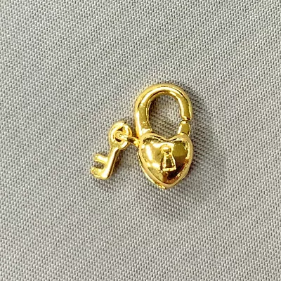 Heart Lock With Key Lobster Claw Clasp 11x9mm 18kt Gold Plated Brass Q2 Per Pkg • $6