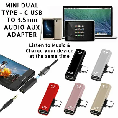 2in1 DUAL TYPE-C USB To 3.5mm AUX Jack Headphone Adapter Connector For OnePlus • £2.45