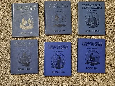 Vintage First Edition Bible Story Blue Complete Set Of 6 Books Lot Art Deco MCM • $34.99