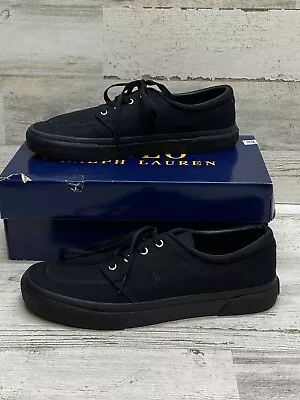 Polo Ralph Lauren Faxon X Men’s Canvas Sneakers Black On Black 816861095011 New • $49.99