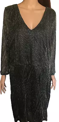 CITY CHIC BNWT Ladies Grey Gunmetal Silver Metallic Lurex Party  Dress-XL-20/22 • $40