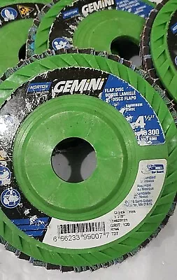 Lot Of 7 ~ Norton Gemini Flap Disc 4-1/2'' 120 Grit R766 Type:27  • $24.99