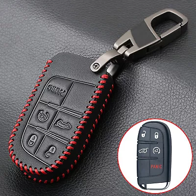 Leather Remote Key Fob Cover Case For Jeep Grand Cherokee Chrysler Dodge Fiat • $9.69