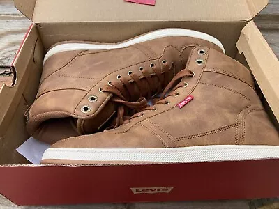 Levi's Mens Brown Stanton Waxed Fashion Hi Top Sneaker Boots Size US 10 NEW In B • $30