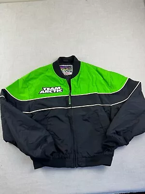 Artic Cat Snowmobile Racing Jacket Mens Size Large Green Black Vintage • $55